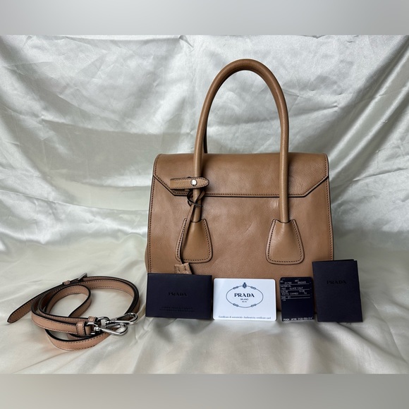 Authentic Prada Pomic Glace Calf Leather Double Handle Tote Bag BN2665 - Picture 5 of 9